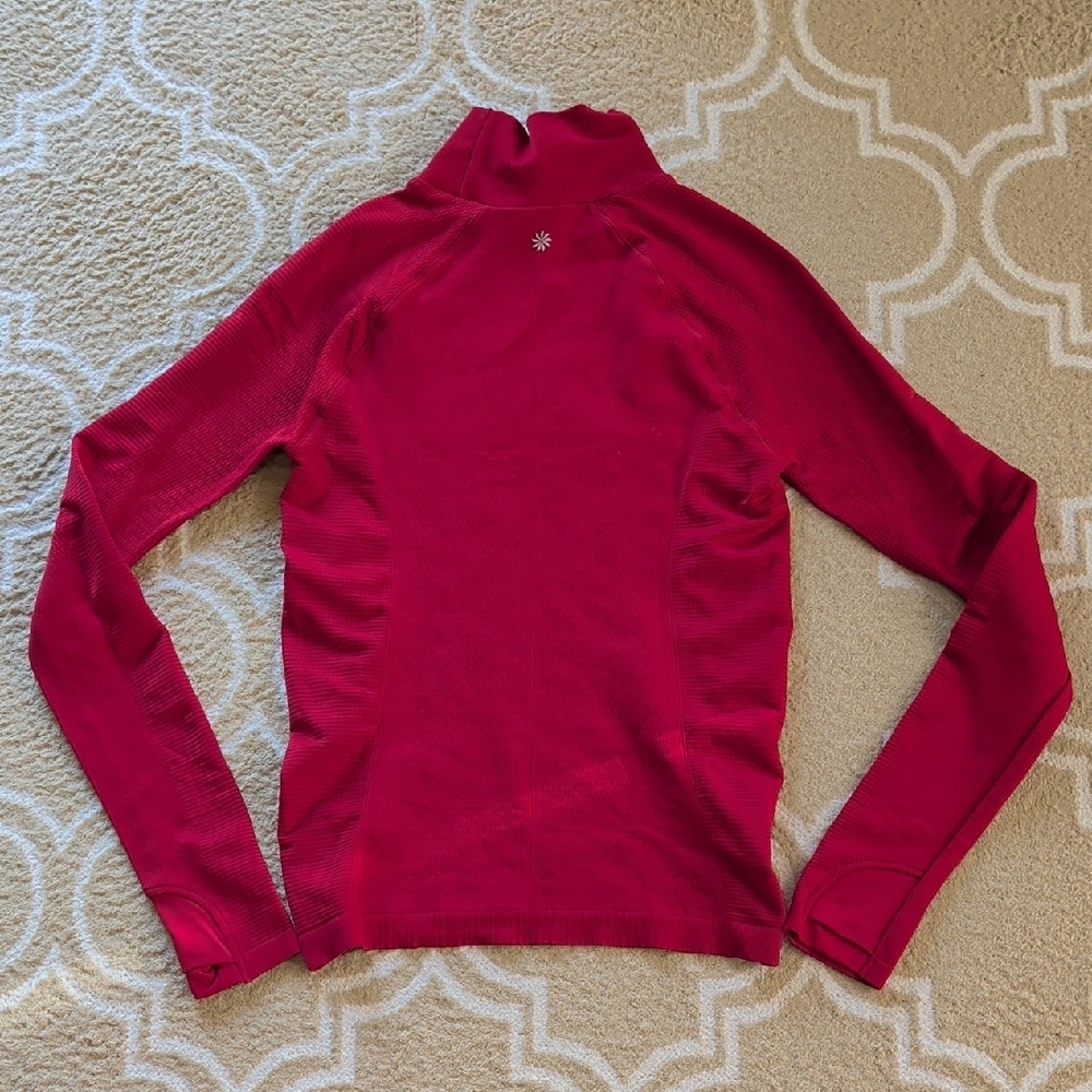 💜 Athleta Flurry Seamless Turtleneck Top Red EUC - Picture 3 of 6